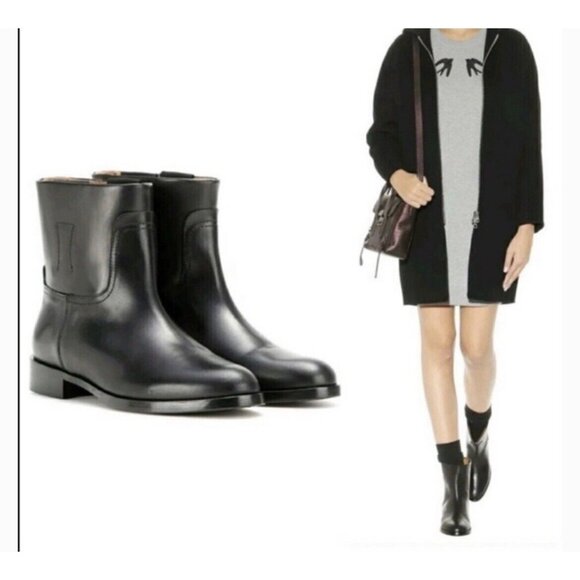 Rag & Bone Holly Boots Womens US 6 EU 36.5 Black Leather Ankle Made In Italy - Picture 1 of 11